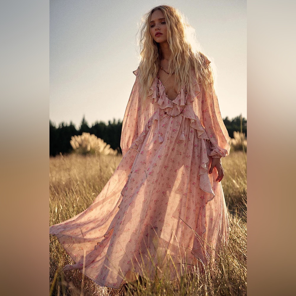 Spell Fleur Gown in Pink Champagne